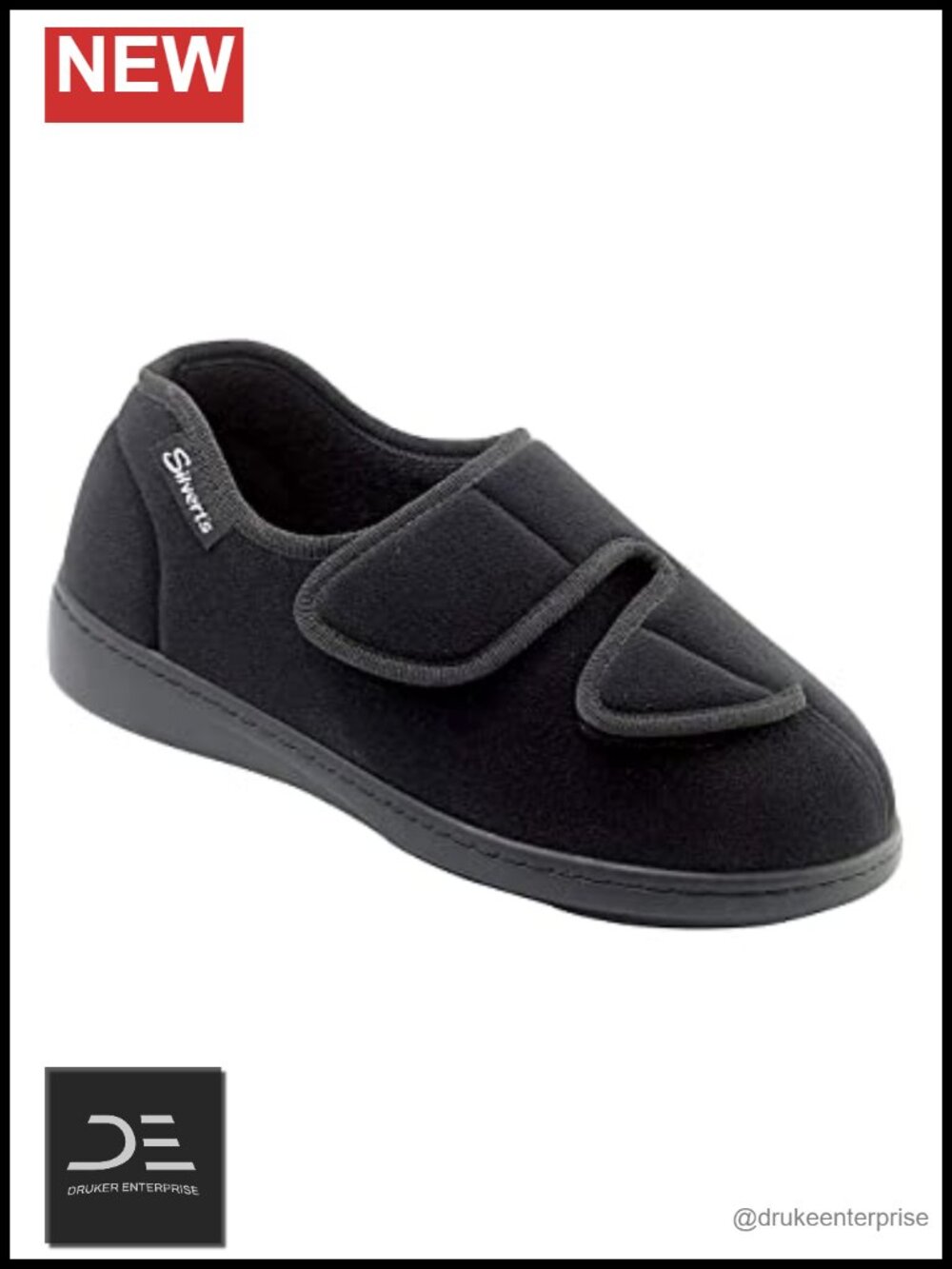 Stretchable Wide Fit Slippers with Hook-and-Loop Closure, Non-Slip, Lightweight